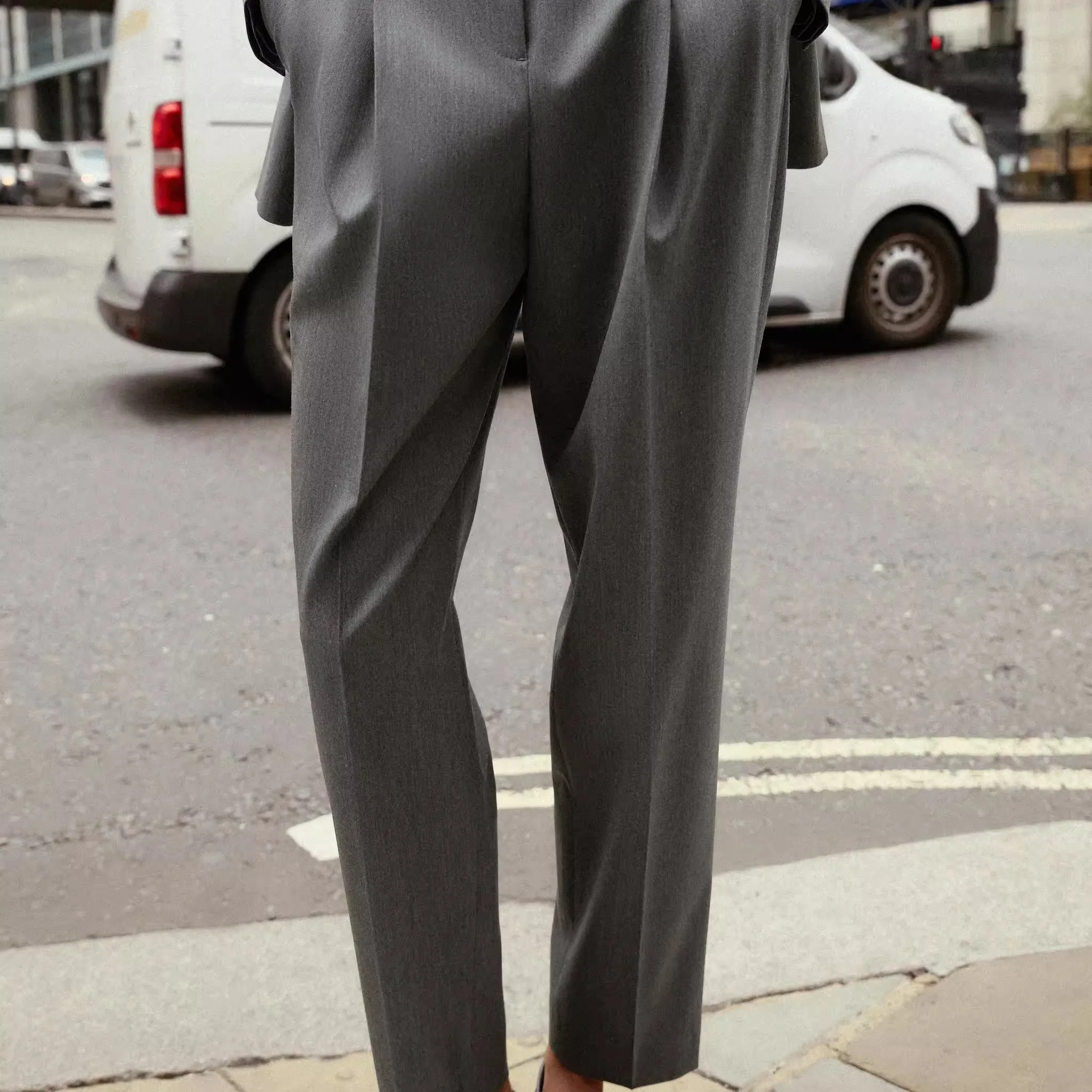 

New Autumn 2025 Women's Casual Double-breasted Long Sve Suit Jaet Comfortable Polyester Fiber Sweat-ng round Hem