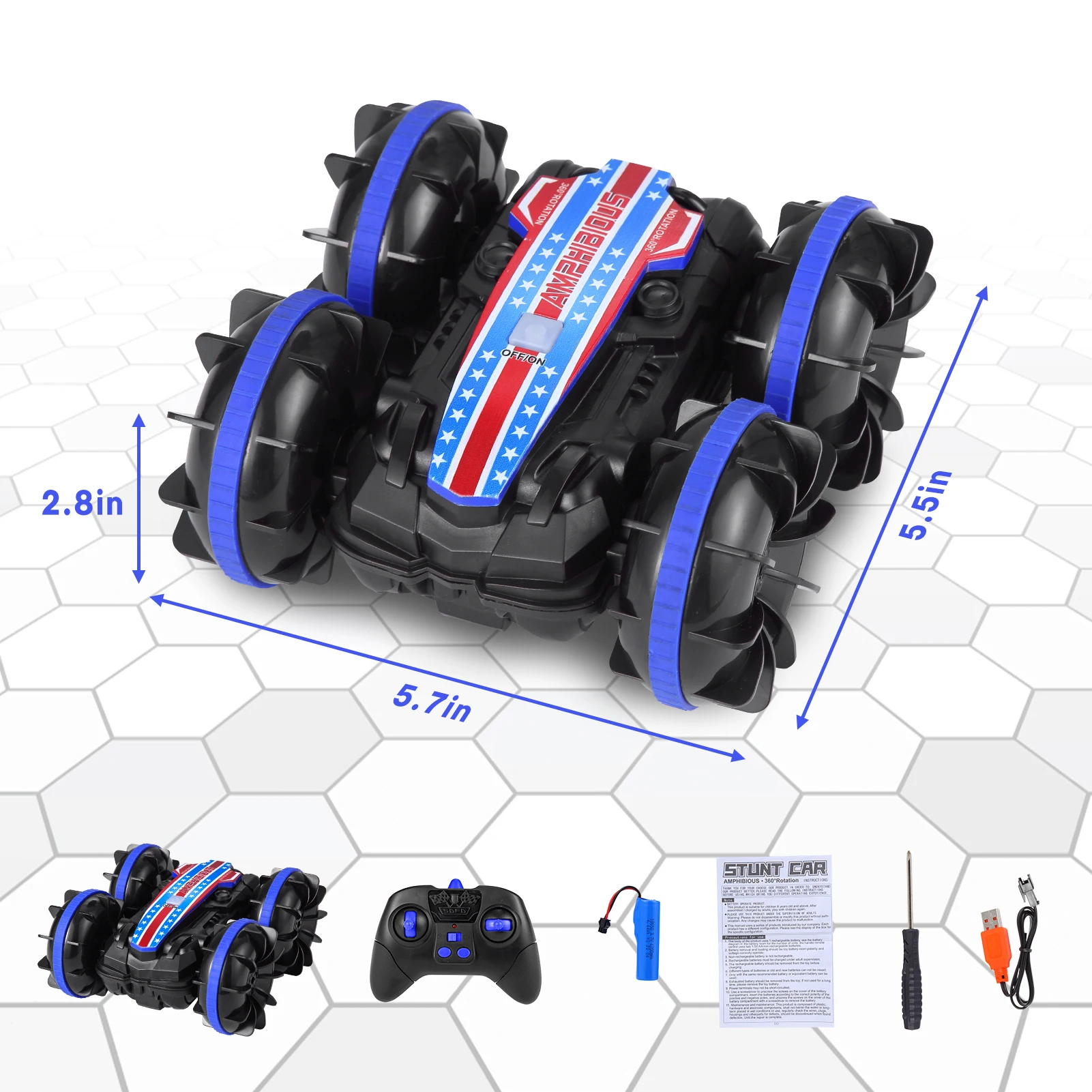 1 Stuk Amfibische Rc Auto Voor Kinderen, Afstandsbediening Auto Speelgoed Amfibische Afstandsbediening Boot Waterdichte Rc Stunt Trucks Voor Jongens Meisjes