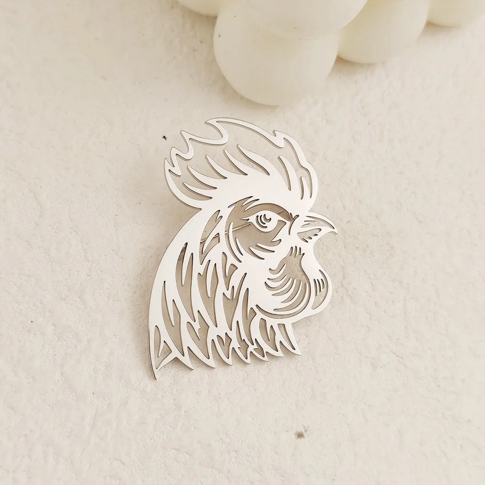 치킨 헤드 브로치 패션 슈트 옷깃 핀 의류 배낭 액세서리 친구를위한 선물로 가득 찬 예술적 조각 오라