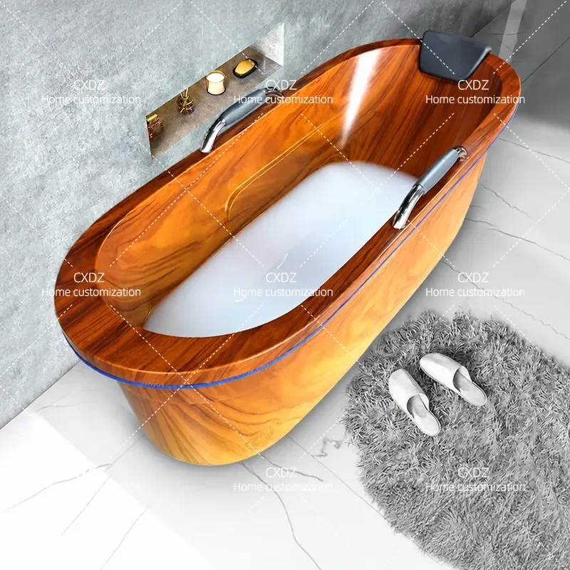 Acrylic Adult Bathtub Independent Freestanding Soaking Tub for Hotel Clubhouse Constant Temperature Installation Free