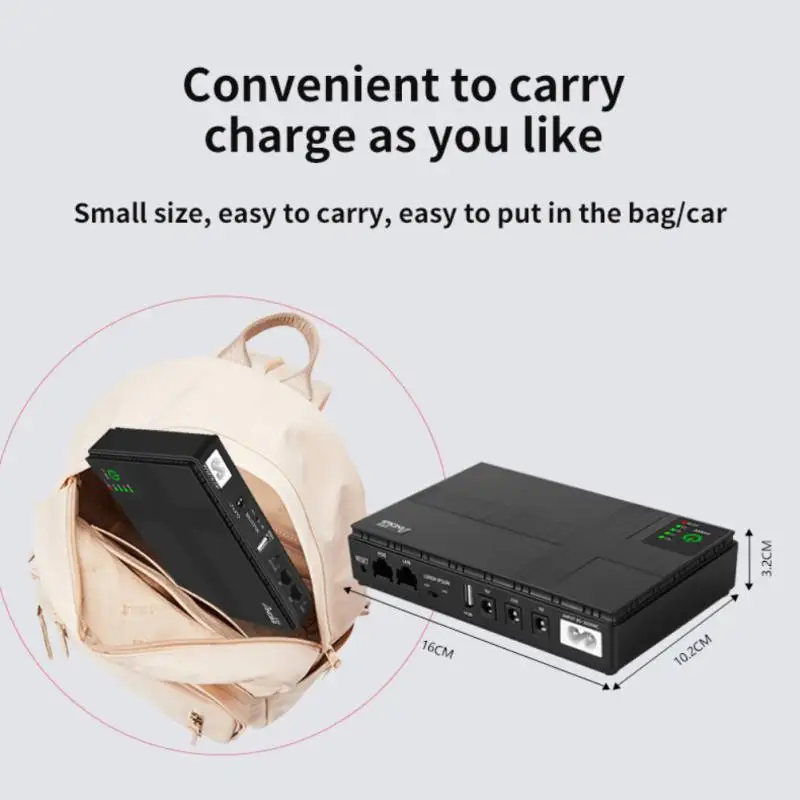 

2024 EU Mini Portable 10400mAh UPS 36W Uninterruptible Power Supply For WiFi, Router Large Capacity Power Ups 12v Для Роутера