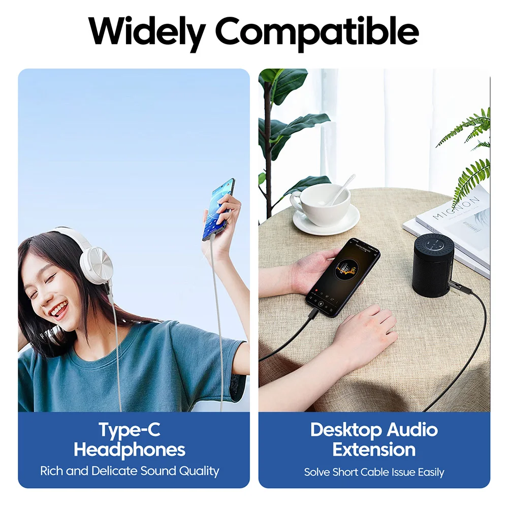 Elough Type-C Female to 3.5 Male Audio Converter Earphones Female to Female Phone Computer Audio Converter Tablet Earphones