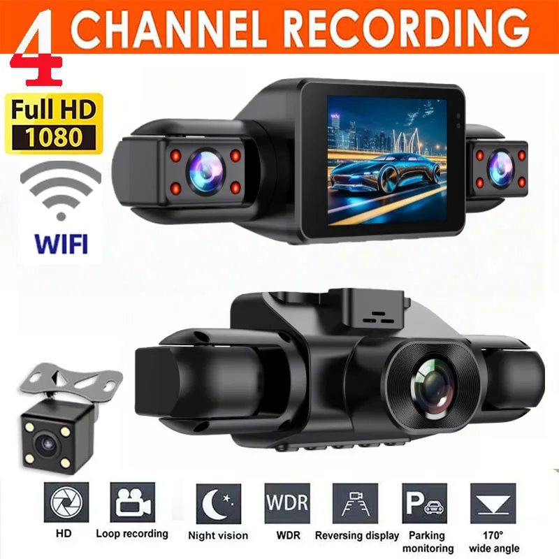 

360 Degree Car DVR 4*1080P Video Recorder WIFI Dash Cam for Car 4 camera Rear View camera 24h Parking Monitor Car Assecories
