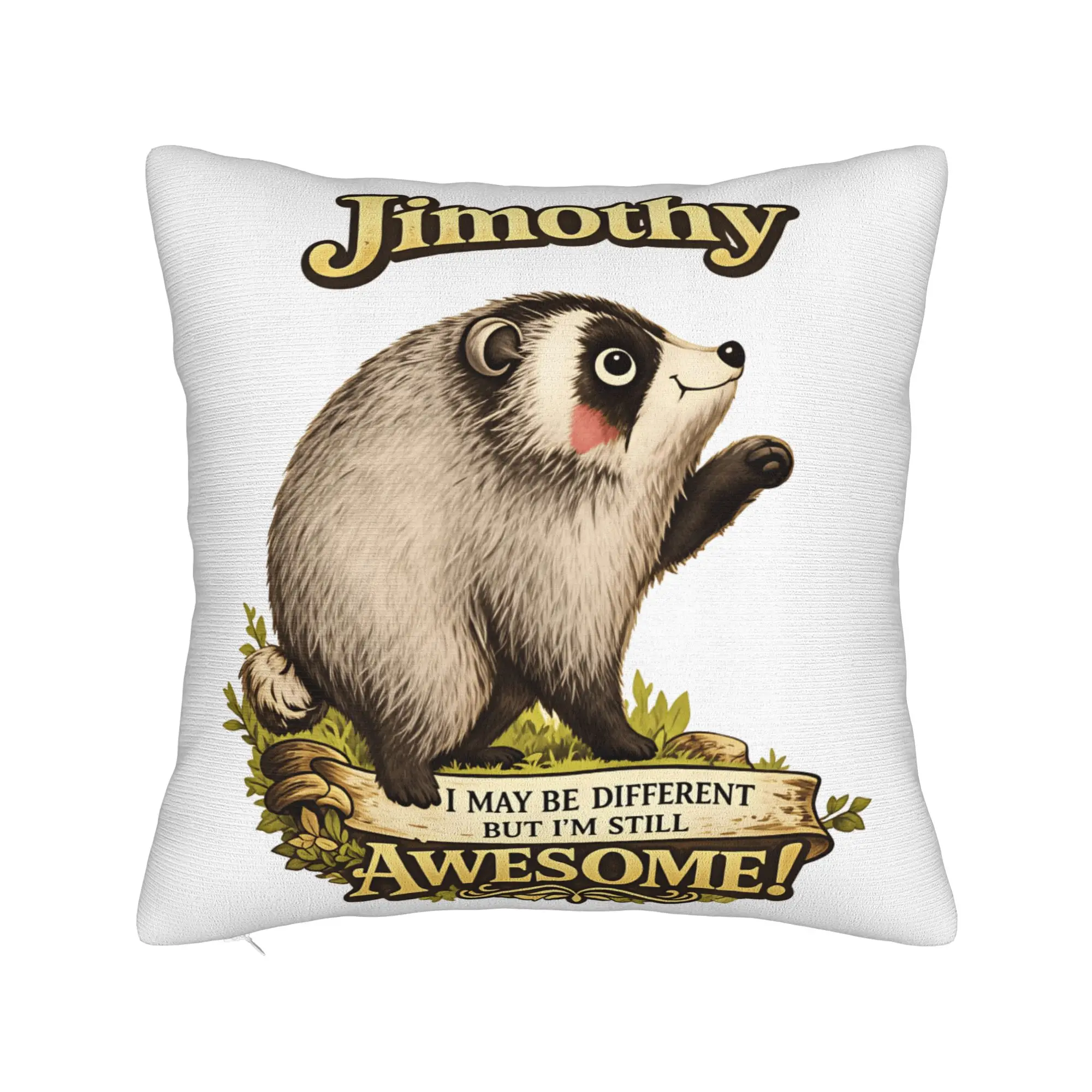 Jimothy The Raccoon Different Awesome Pillow Case  Graphic Pillow Cover Vintage Pillowcases For Sofa Car Home Decor
