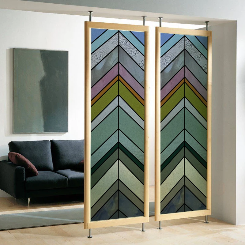 Rainbow Stained Glass Window Film Static Cling Privacy Frosted Decorative Vinyl for Kitchen Bathroom Door Home Office Glass