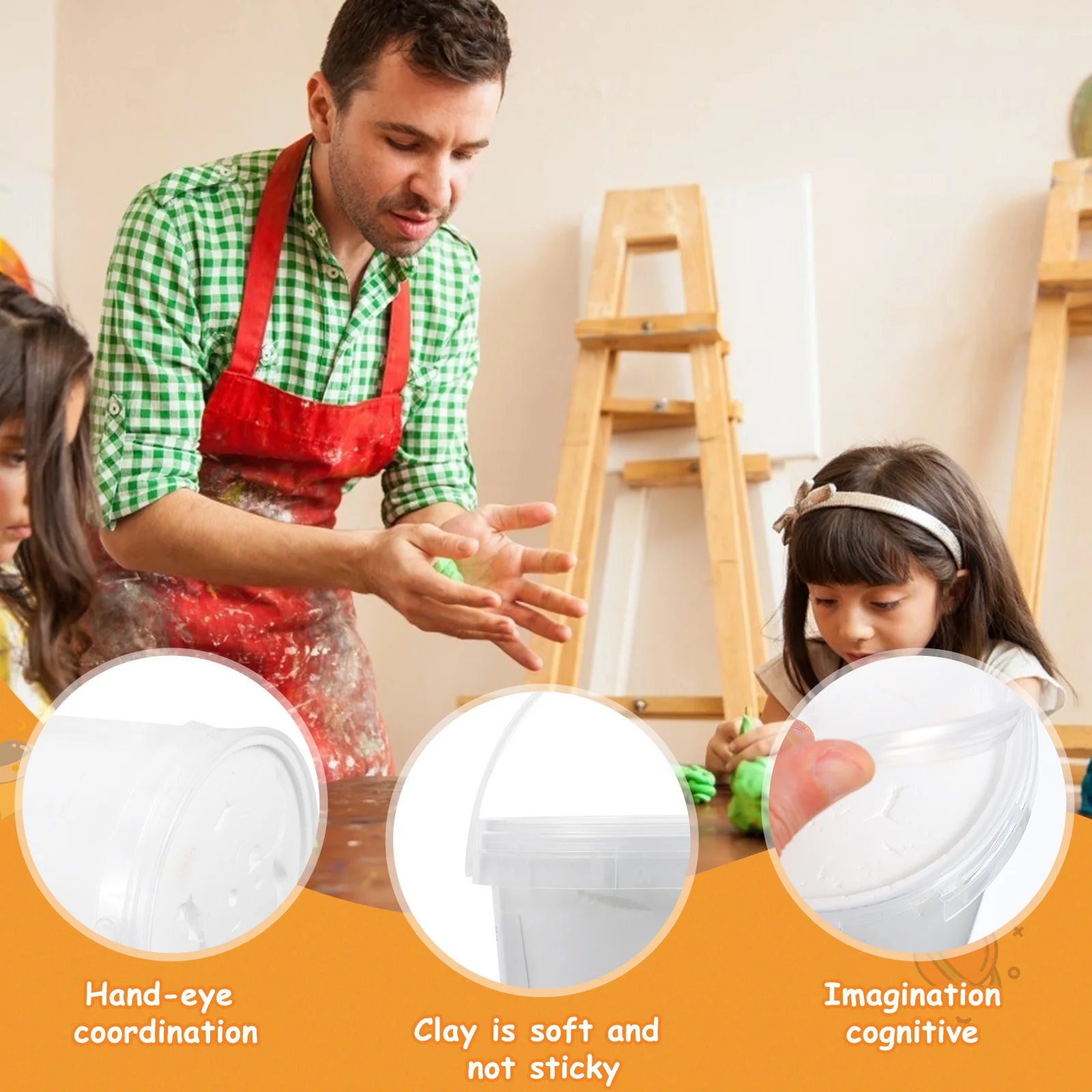 2 قطعة الطين خفيفة للغاية لتقوم بها بنفسك لون نقي الطين الإبداعية التعليمية اللعب غير تصلب مادة الراتنج الآمنة للخيال #4