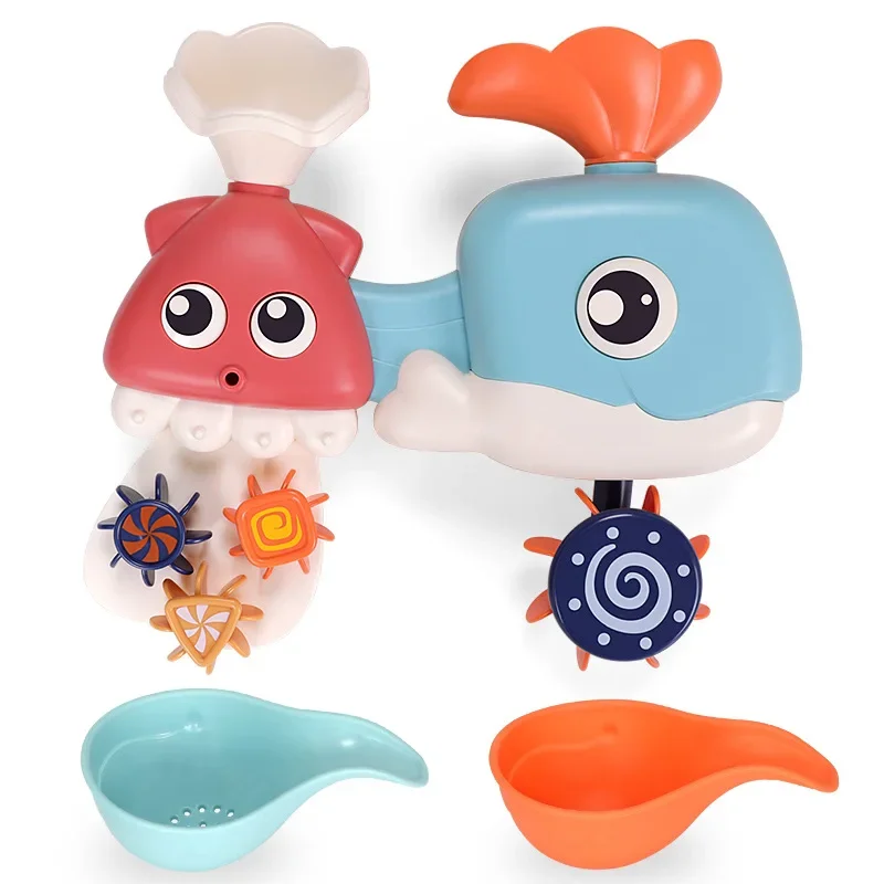 Kids Bath Toys Bathtub Shower Whale Waterwheel Spray Toys For Children Summer Water Playing Bathroom Educational Brinquedos
