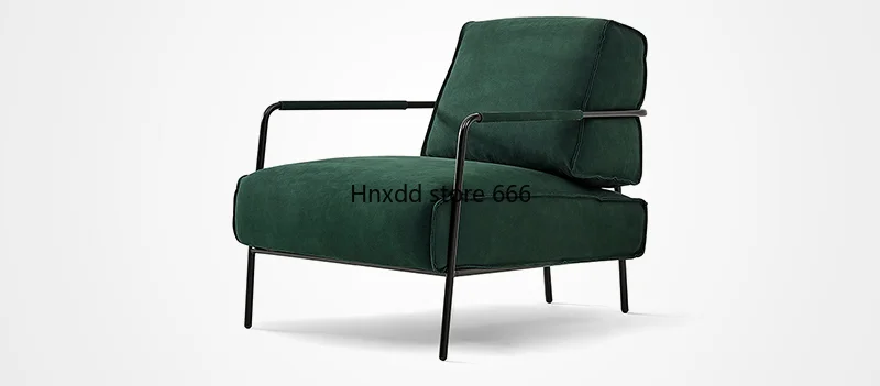 Living room modern dark green minimalist leather sofa chair