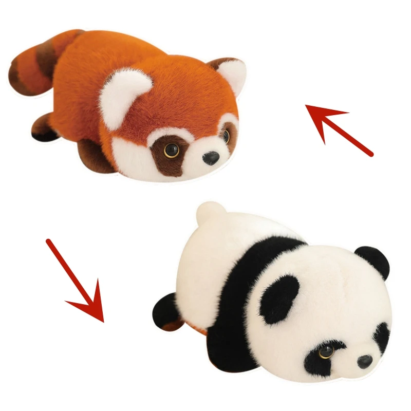 Simulation Reversible Panda to Raccoon Stuffed Animals Plush Toy Cute Red Panda Soft Pillow Kids Baby Birthday Christmas Gift