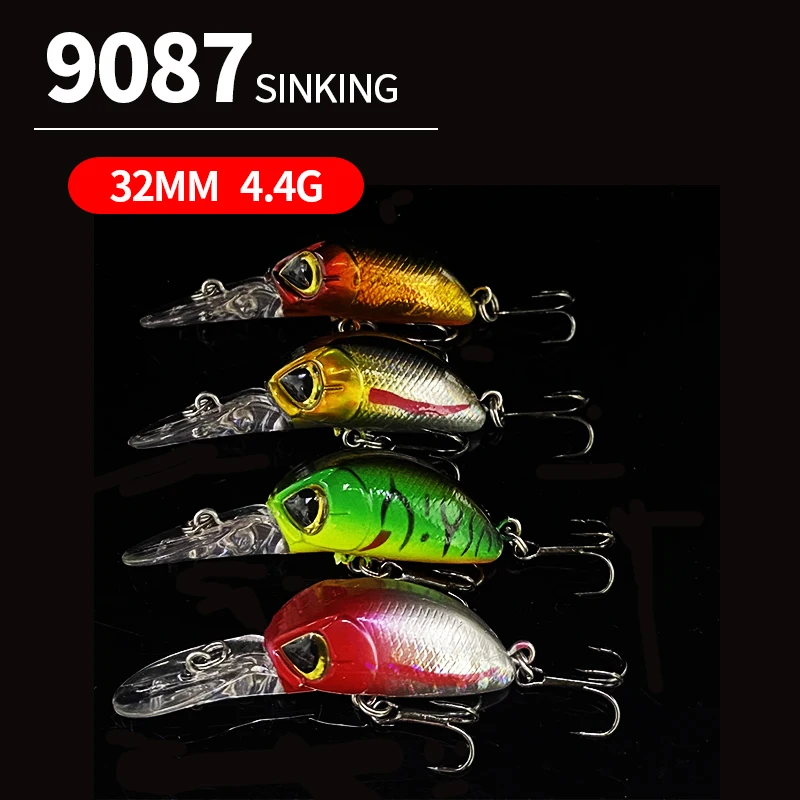 32mm 4g Mini Sinking Minnow Fishing Lure Crankbait Wobbler Artificial Baits for Pike Walleye Bass Swimbait Fishing Accessories
