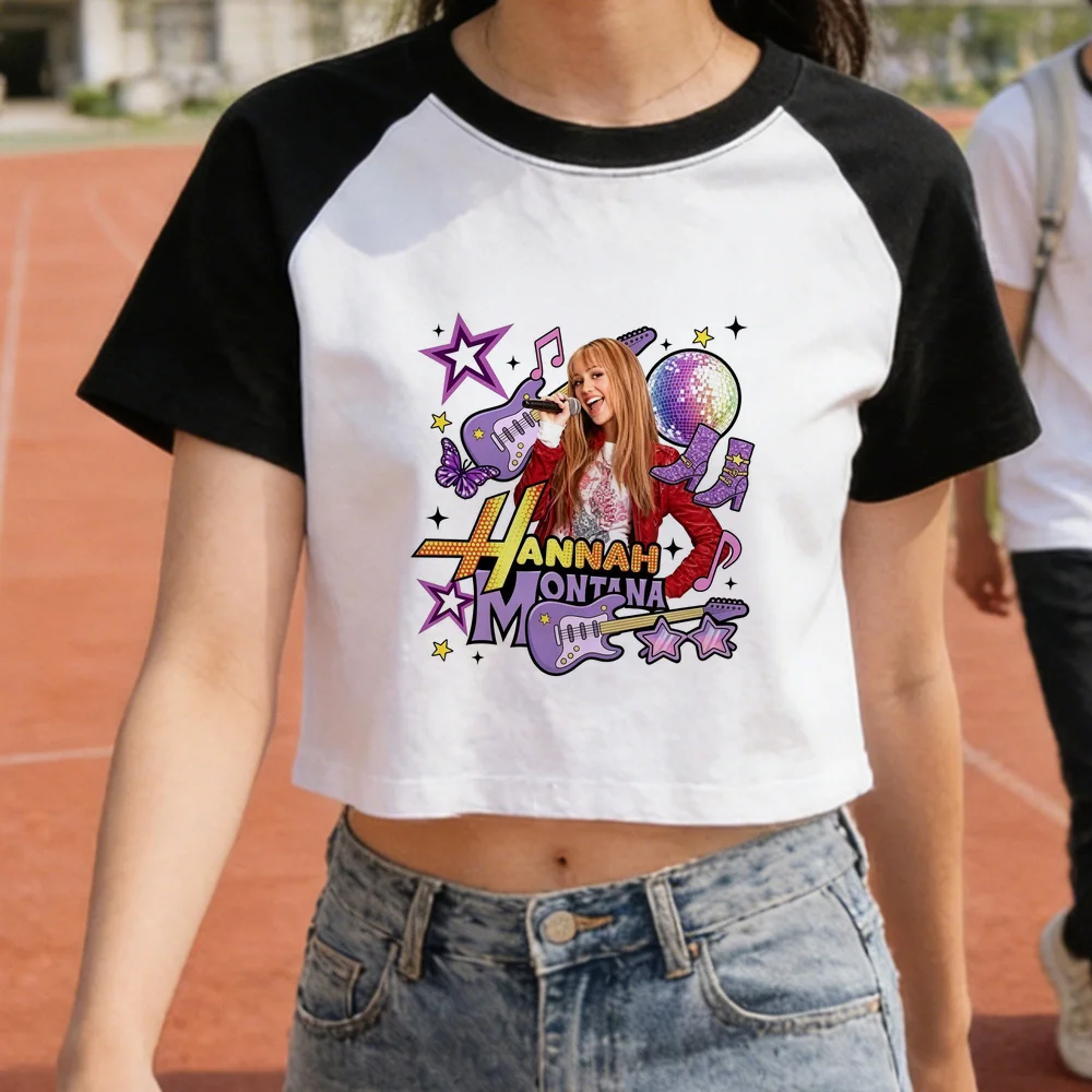 Hannah Montana crop top teen funny 2000s manga cheap top tees gothic 2000s party grunge y2k