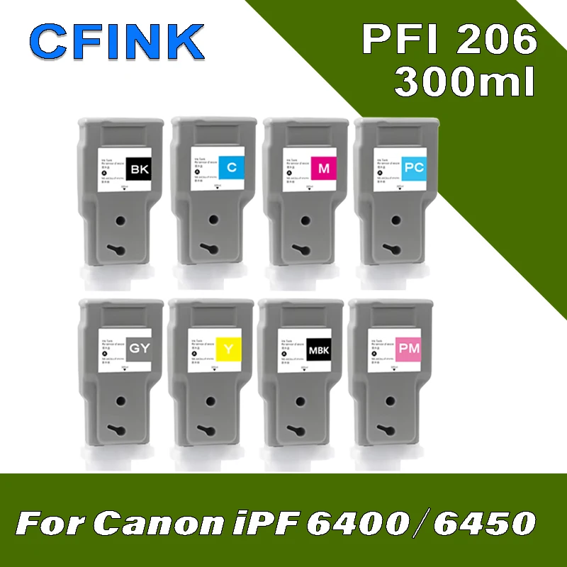 

PFI 206 Совместим с картриджем PFI-206 с красящими чернилами для Canon IPF6400 IPF6400S IPF6450 IPF6400SE 300 мл 12 цветов/игр