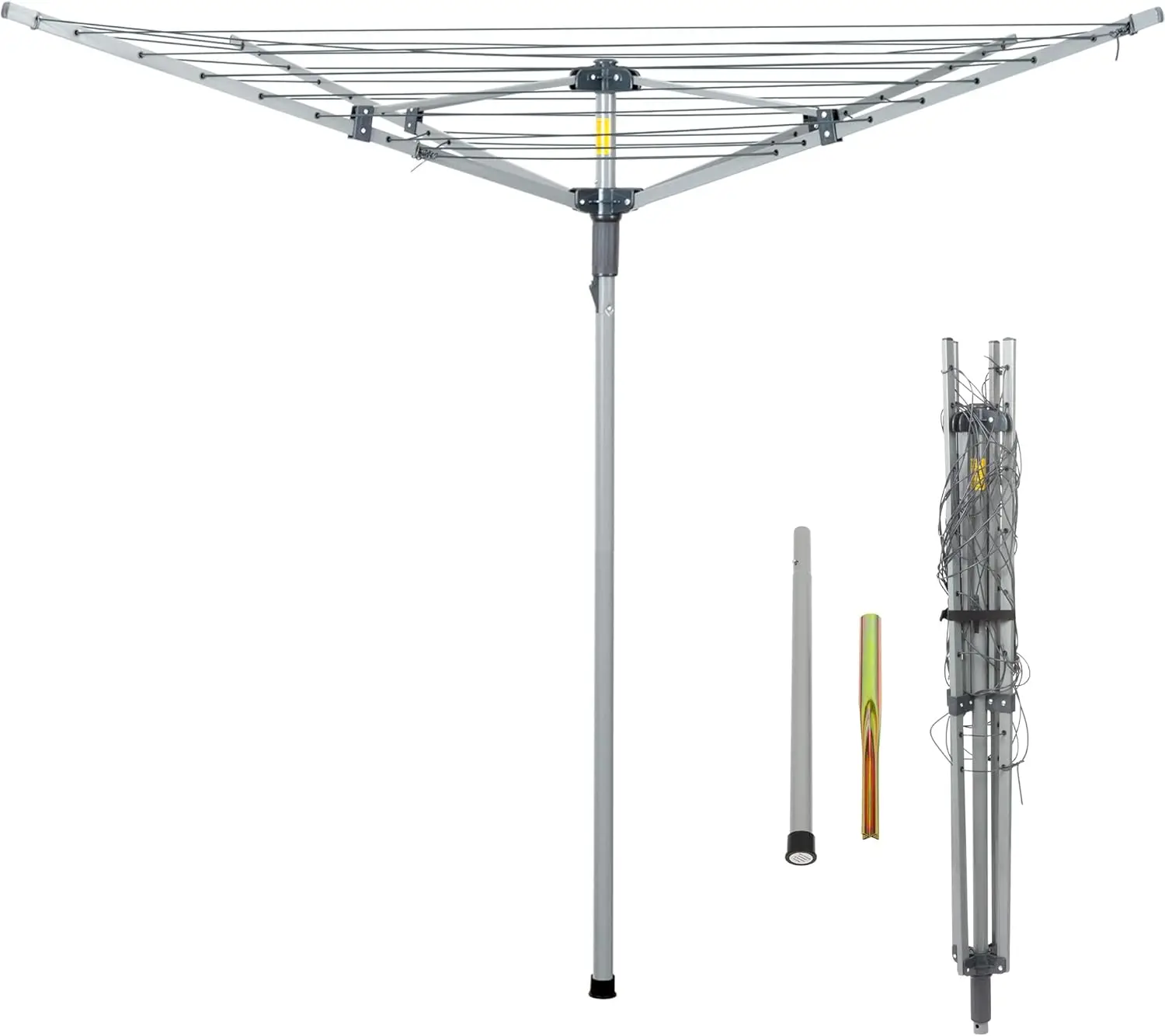 

Collapsible 4-arm Rotary Outdoor Umbrella Drying Rack Metal Clothes Dryer Clothesline with 131ft Drying Space