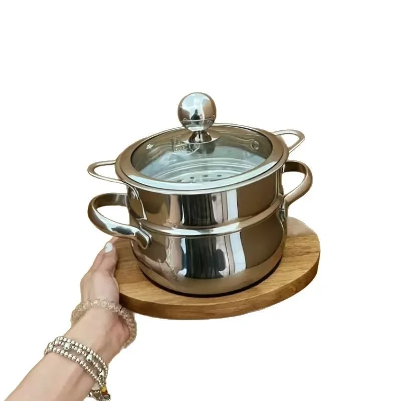 steamer, household thickened cooking integrated gas stove, induction cooker double layer, steamer cooking soup pot