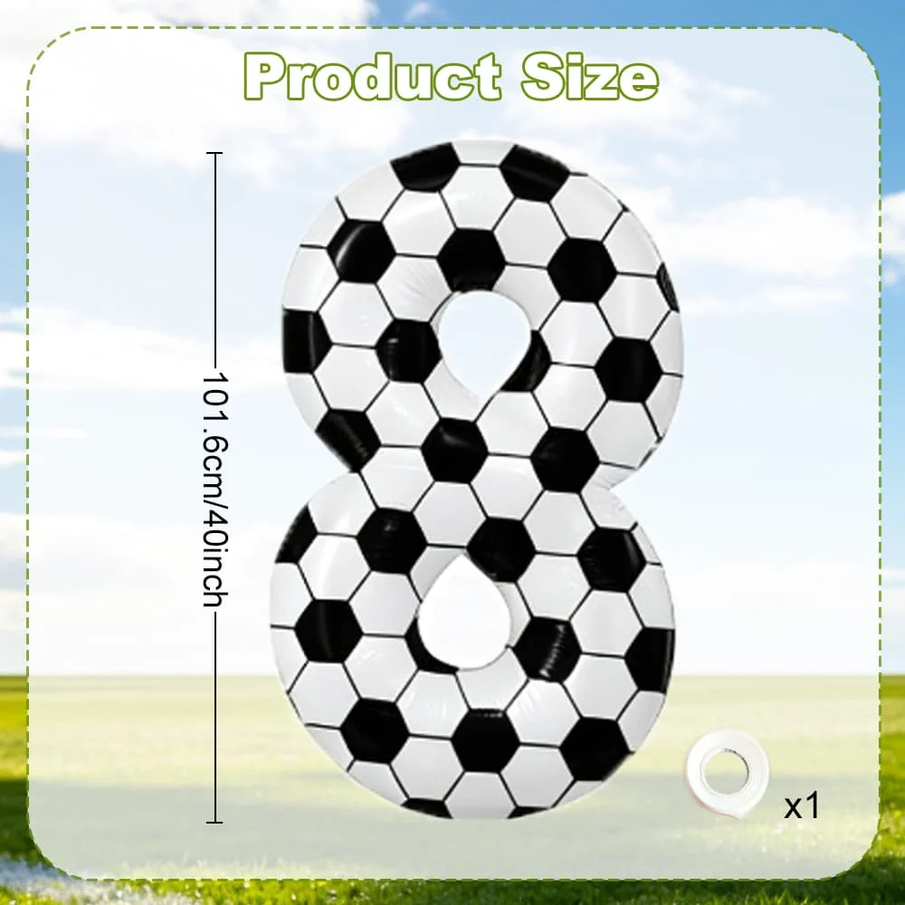 Schwarz-weißer Fußball-Digitalballon 0-9, 40 Zoll großer Digitalballon, Sportthemen-Geschenk, Dekoration für Geburtstagsfeiern und Jubiläen – Detail 7