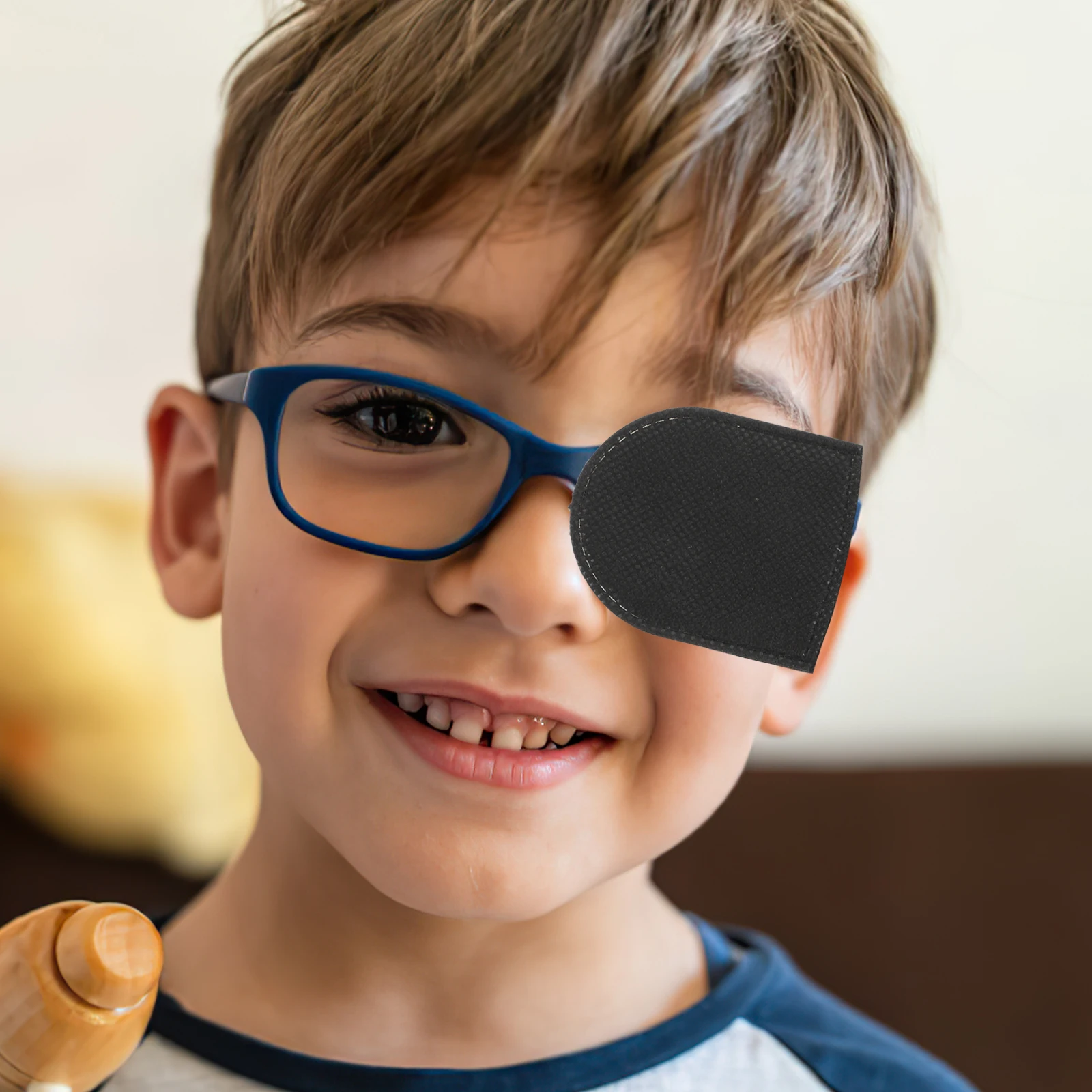 

6pcs Mask Black Shading Cover for Kids Amblyopia Large Size Breathable Material Full Eye Patch Portable Glasses Cover