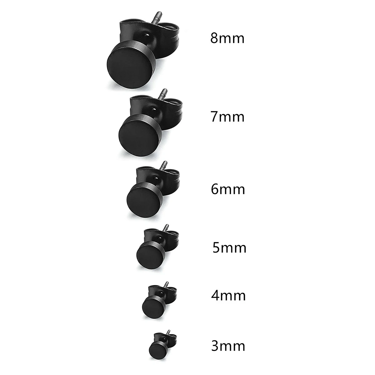 

3mm-8mm Titanium Steel Fine Needle Earrings Unisex Piercing Studs Surgical Steel Corrosion Resistant Lightweight