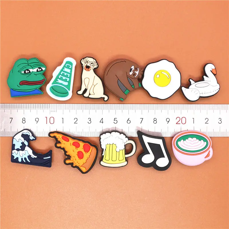 Single Sale 1pcs Animals 29 Types Shoe Charms Accessories Decorations Sad Frog PVC Clogs Pins Buckle for Kids Party Xmas Gifts