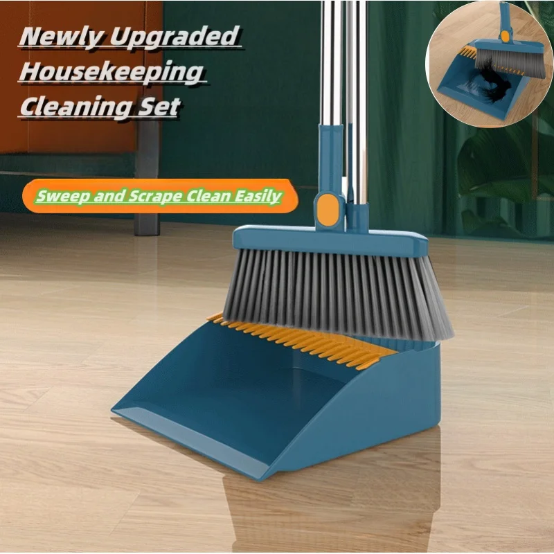 

Broom Set for Home Cleaning Without Dead Corners Broom and Dustpan Combination Folding Thickened Rigid Rod Non-stick Hair