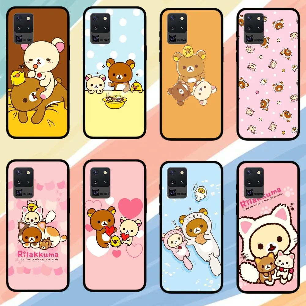 Cute R-Rilakkuma Phone Case For Samsung Galaxy S24 S23 S22 S21 S20 FE Note 20 Ultra 5G Black Phone Case