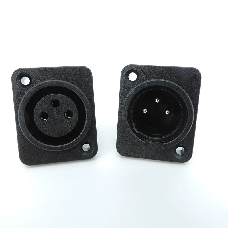 3Pin XLR power connector male female Straight socket Panel Mounted Chassis Square Shape MIC microphone audio cable connecting E