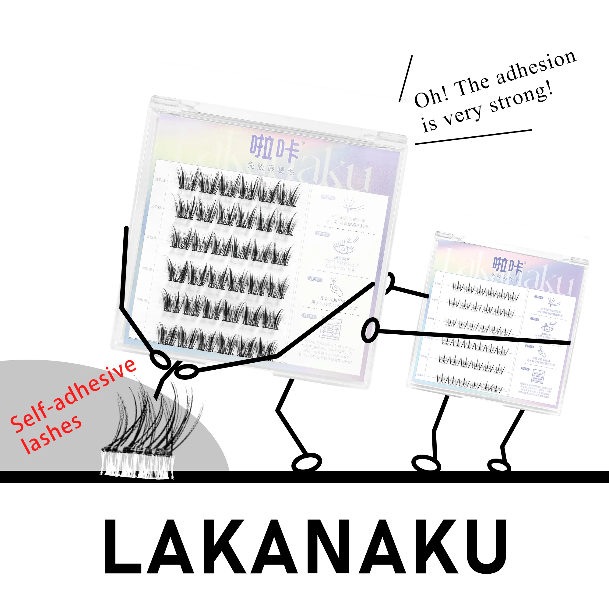 Lakanaku pré-colle cils grappe naturel zéro charge sans colle sous grappe cils auto-adhésif bricolage Extensions de cils