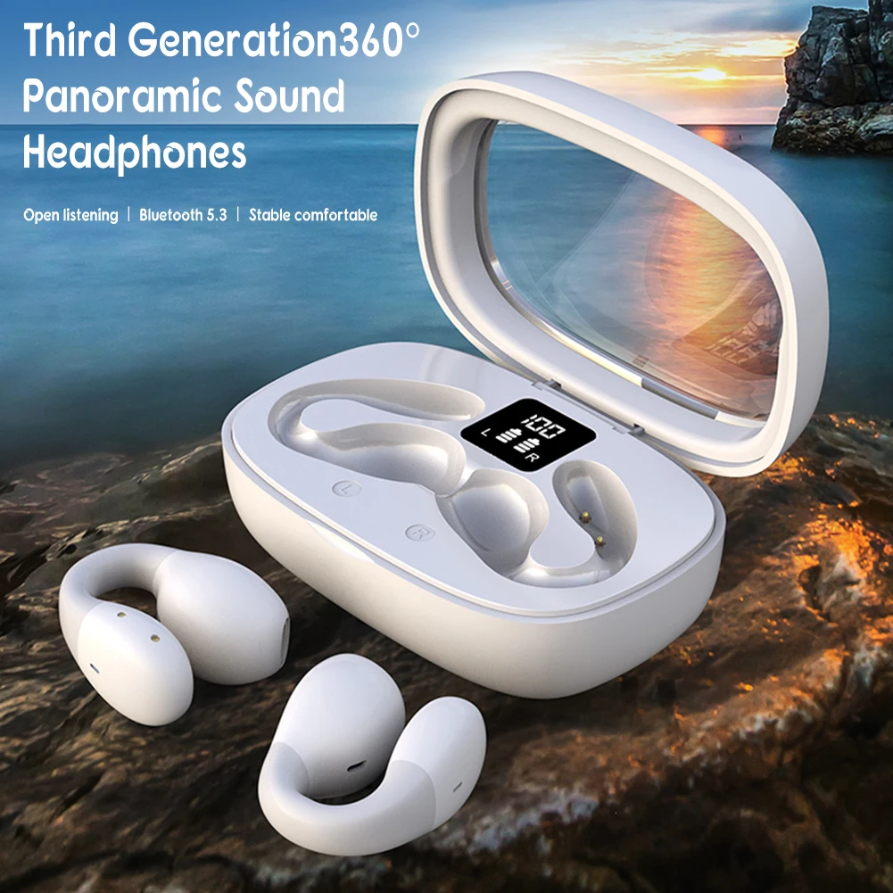 Fones de ouvido transparentes com estojo transparente, fone de ouvido sem fio, fone de ouvido binaural impermeável para corrida e ciclismo