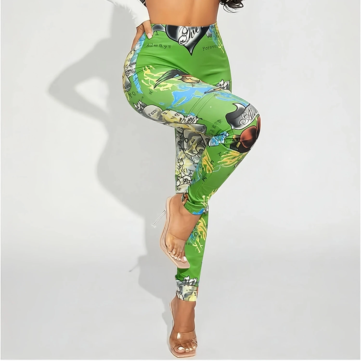 Leggings imprimés pour femmes, leggings de sport avec contrôle du ventre, pour la course à pied, la gym, le fitness, le yoga, longueur intégrale