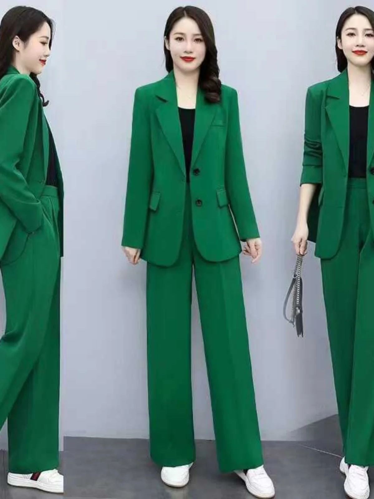 Fashionable plus Size Autumn Set High Waist Wide Leg Pants Two Piece Suit Korean Style Commute Wind Casual Scenarios Thin Mat...