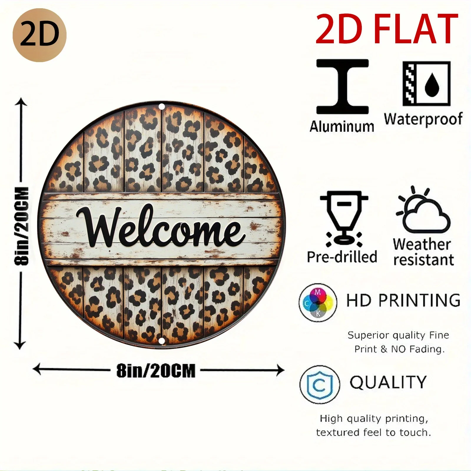 Vintage Leopard Print Welcome Metal Tin Sign Rustic Wall Decor for Home