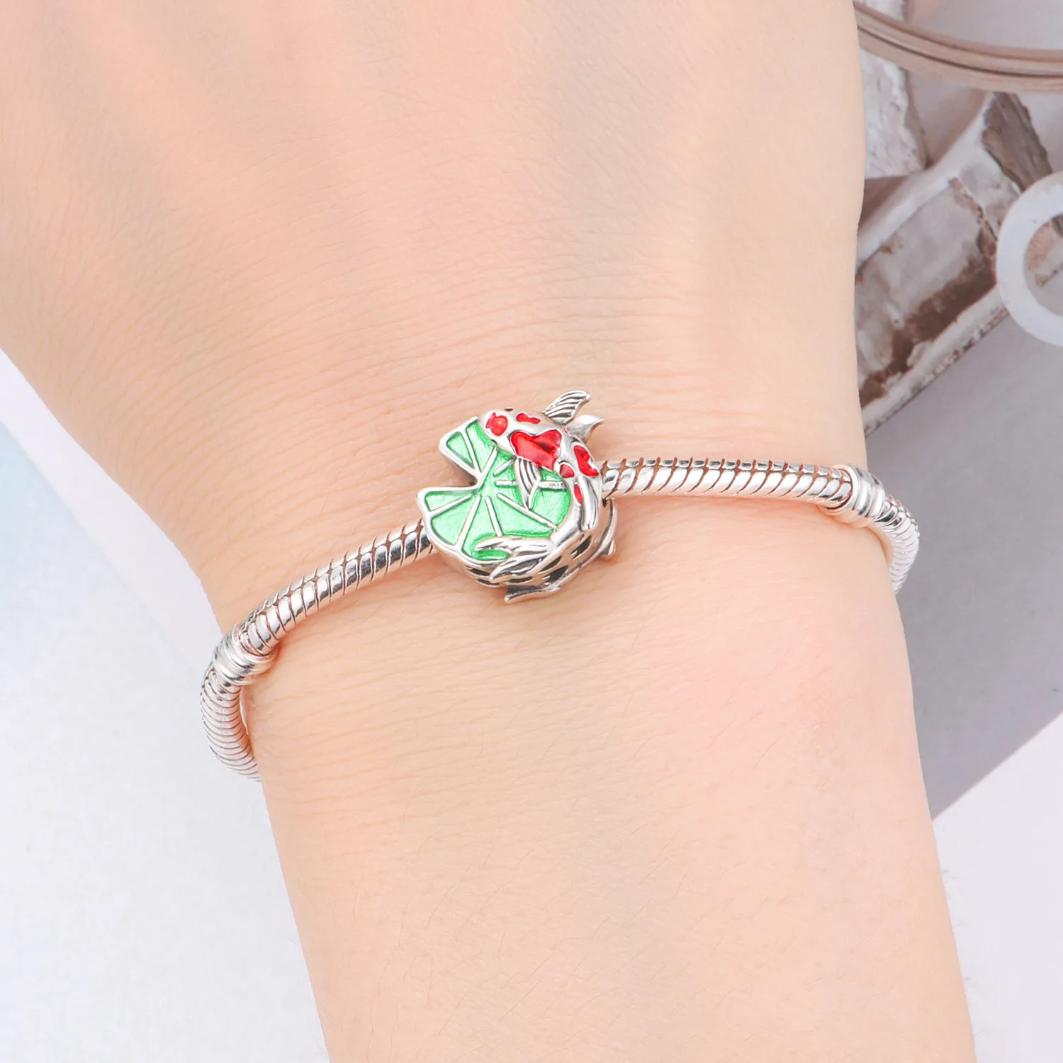 S925 Sterling Silver Ocean Creatures Charm Bead Turtle Conch Koi Fish Bead Pendant Marine Animal Charm for Bracelet Jewelry Gift