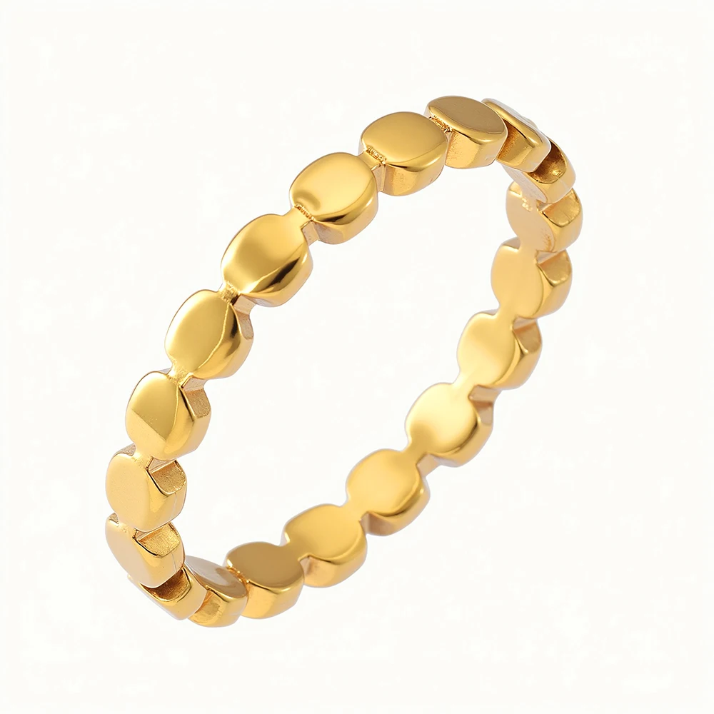 JINHUI Simple Luxury Stainless Steel Rings for Women Stackable Ring Vintage Fashion Finger Jewelry Gift