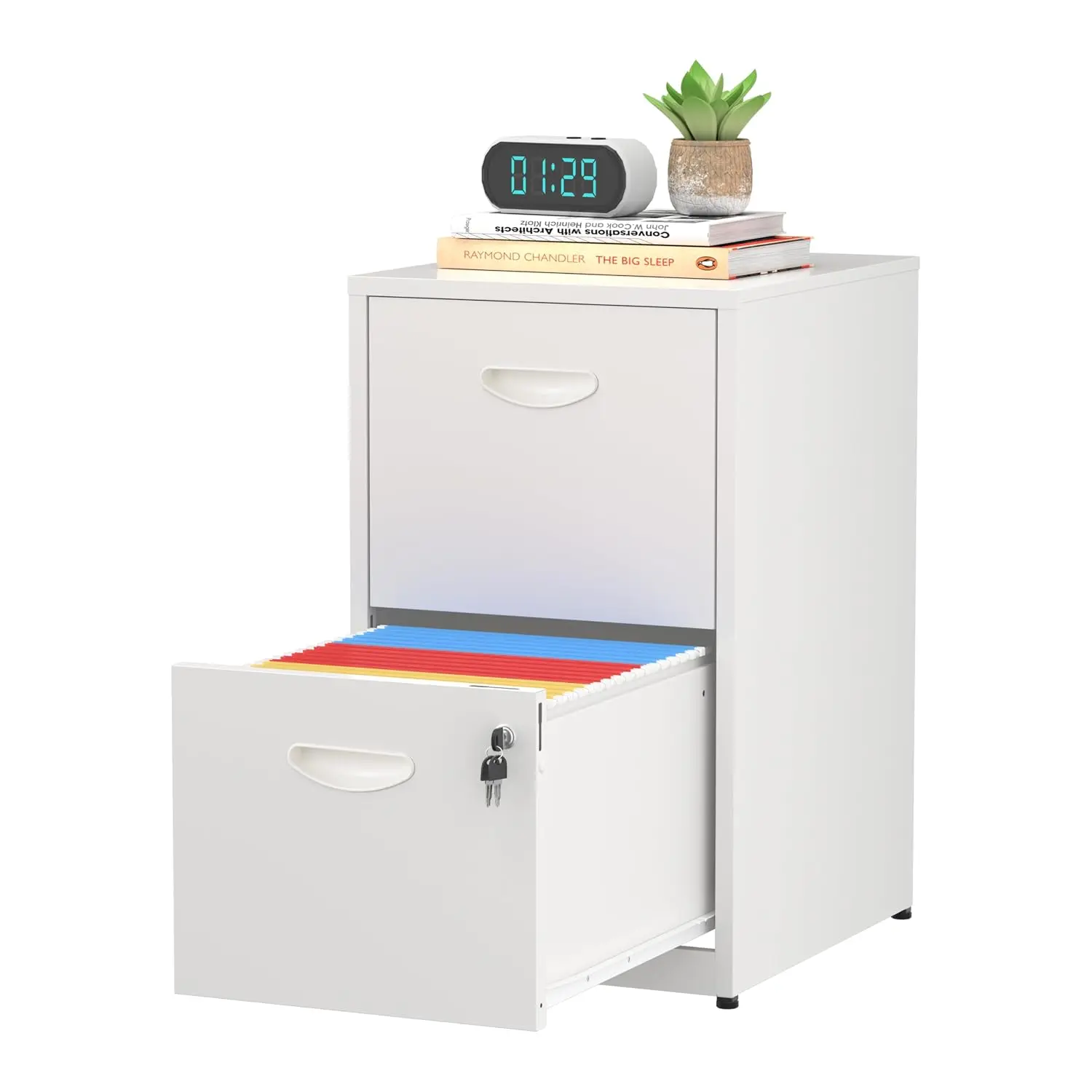 

2 Drawer File Cabinet with Lock,White Small Filing Cabinet for Home Office, Metal Vertical File Under Desk Cabinets, Customized