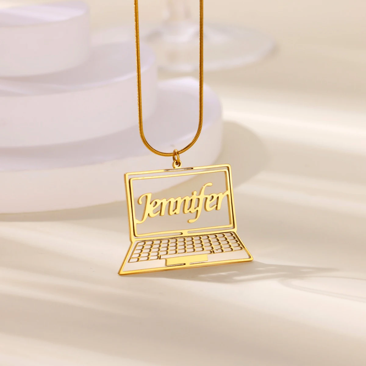 

Custom Laptop Computer Name Necklaces For Women Men Stainless Steel Customized Pendant Necklace Personalized Neck Chain Jewelry