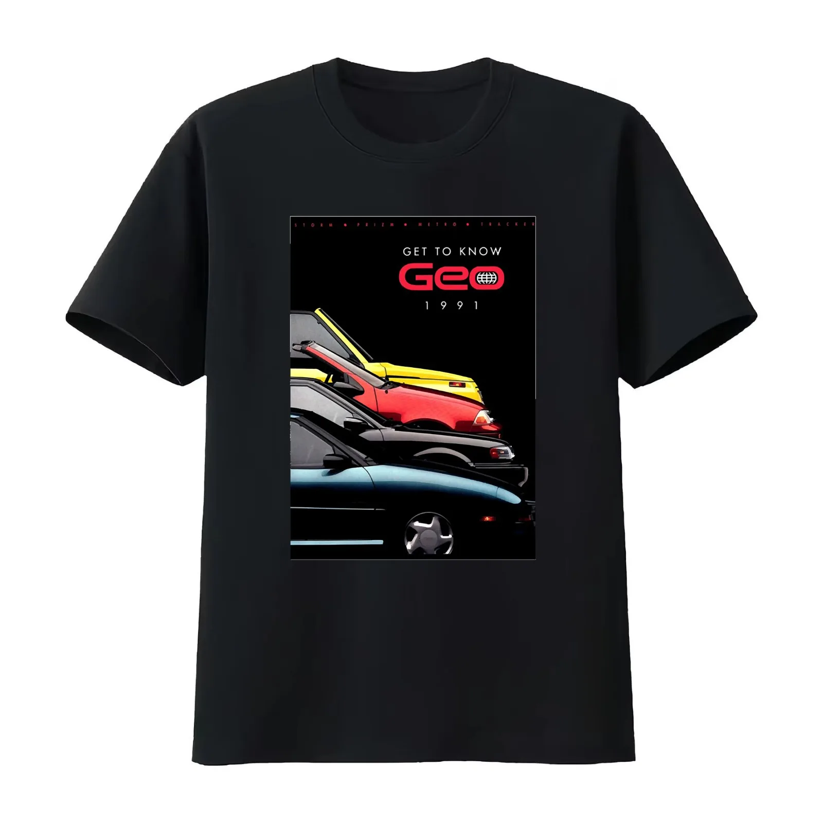 GEO MOTORS (GEO METRO) 90s ADVERT Poster Classic T-Shirt Summer Casual Cotton Tee Oversized Streetwear Tops Unisex Men Women