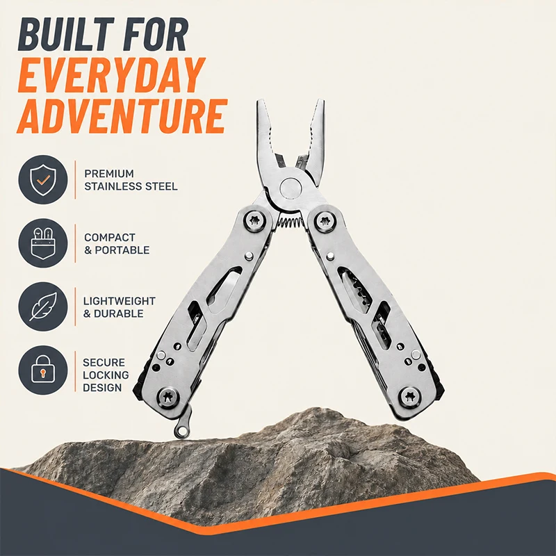 

Steel Multi-Tool Keychain Pliers Foldable Pocket Knife Screwdriver Bottle Opener Combo for Outdoor Camping Travel Gear