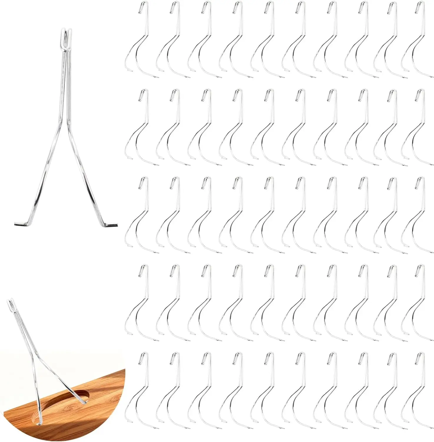 

50 Stainless Steel No-Drill Painting Hangers for Cabinet Doors, Easy Spray Drying Rack Clips