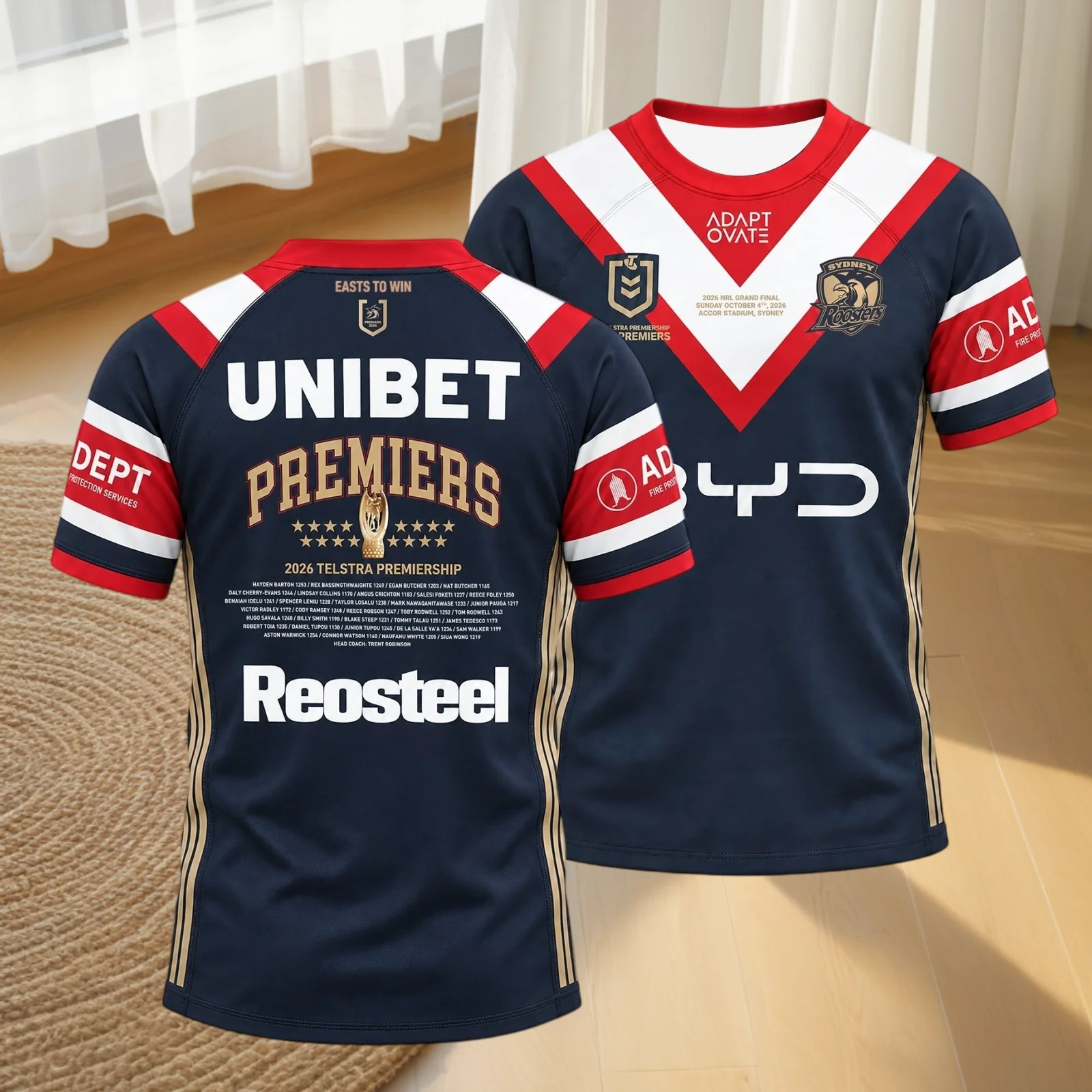 2026 Roosters NRL Premiers Australia Celebrate Merch T Shirt Rugby Outdoor Sports Quick-dry Breathable Men Women Fans Jersey