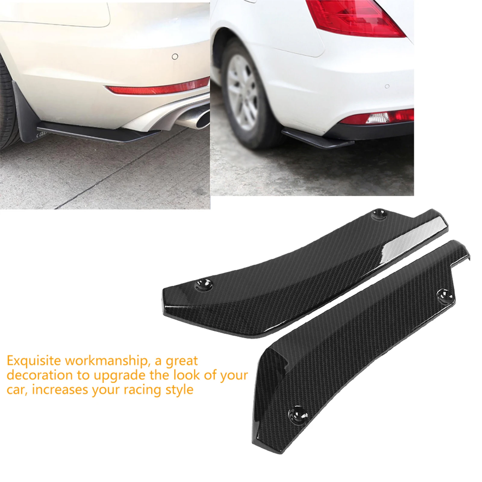 1 Pair of Universal Car Modified Rear Bumper Canard Diffuser Spoiler Lip Splitter Fins Bumper Splitter Fins Rear Bumper Diffuser