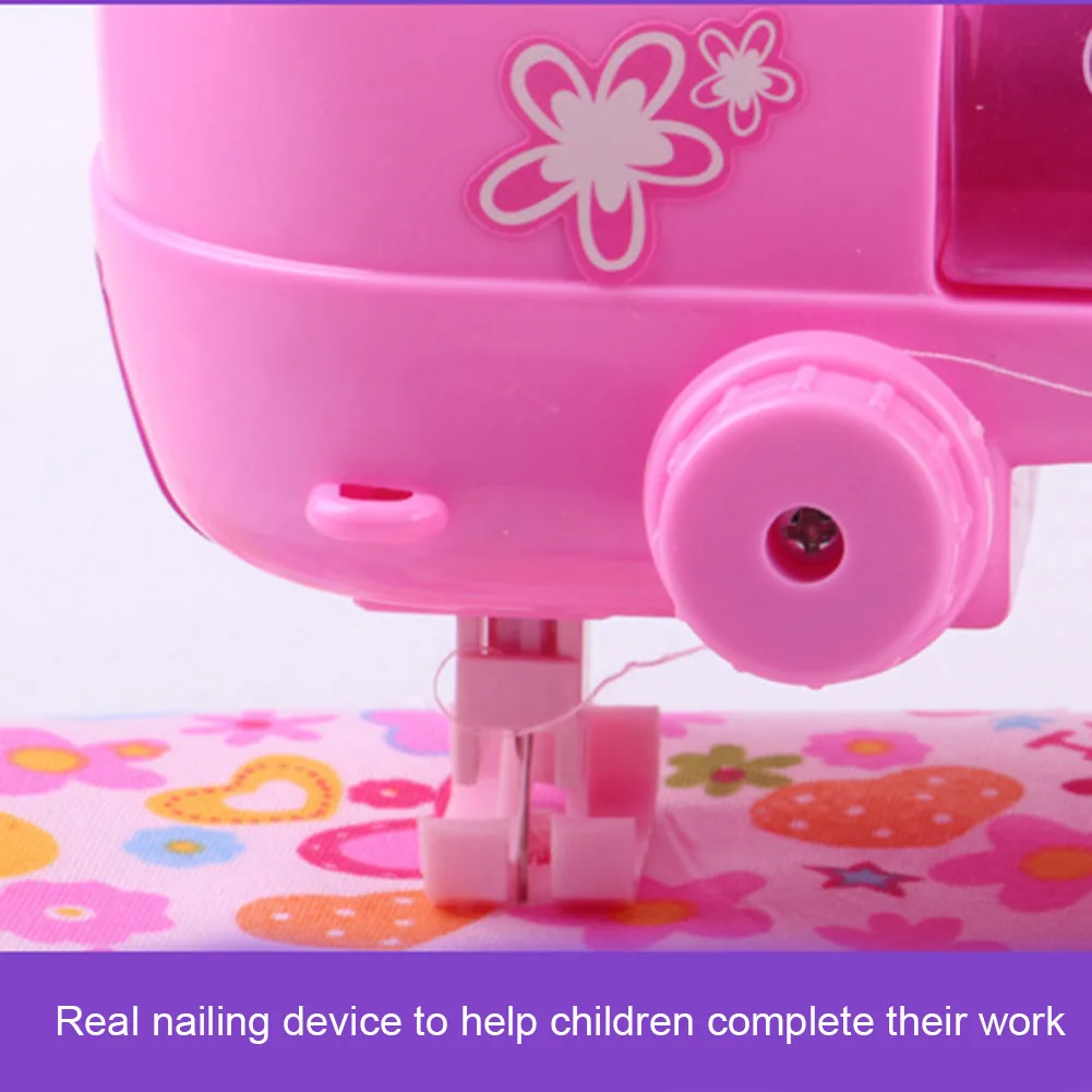 Children Sewing Machine Portable Handheld Sewing Machine with Light Small Electric Kids Sewing Machine Home Toys Set