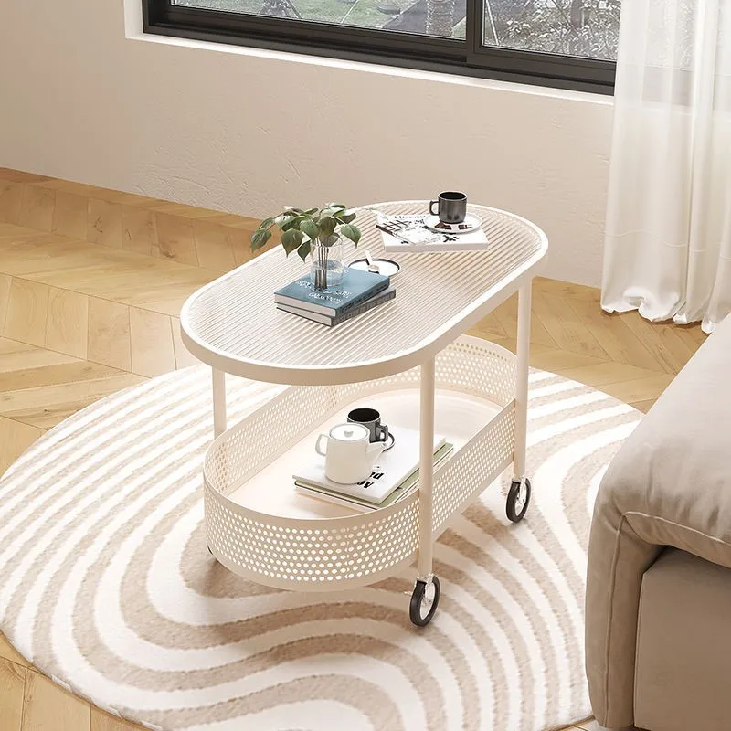 OLEVO Mobile Tea Table Living Room Home Sofa Side Table With Wheels Bedhead Glass Cart Easy To Use Not Taking Up Much Space