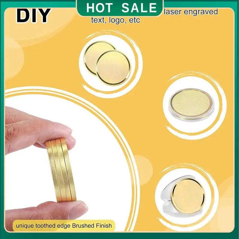 

My Home 60Pcs Brass Laser Engraving Blanks Blank Challenge Frosted Coin With Acrylic Protection Box - 40Mm For DIY Crafts