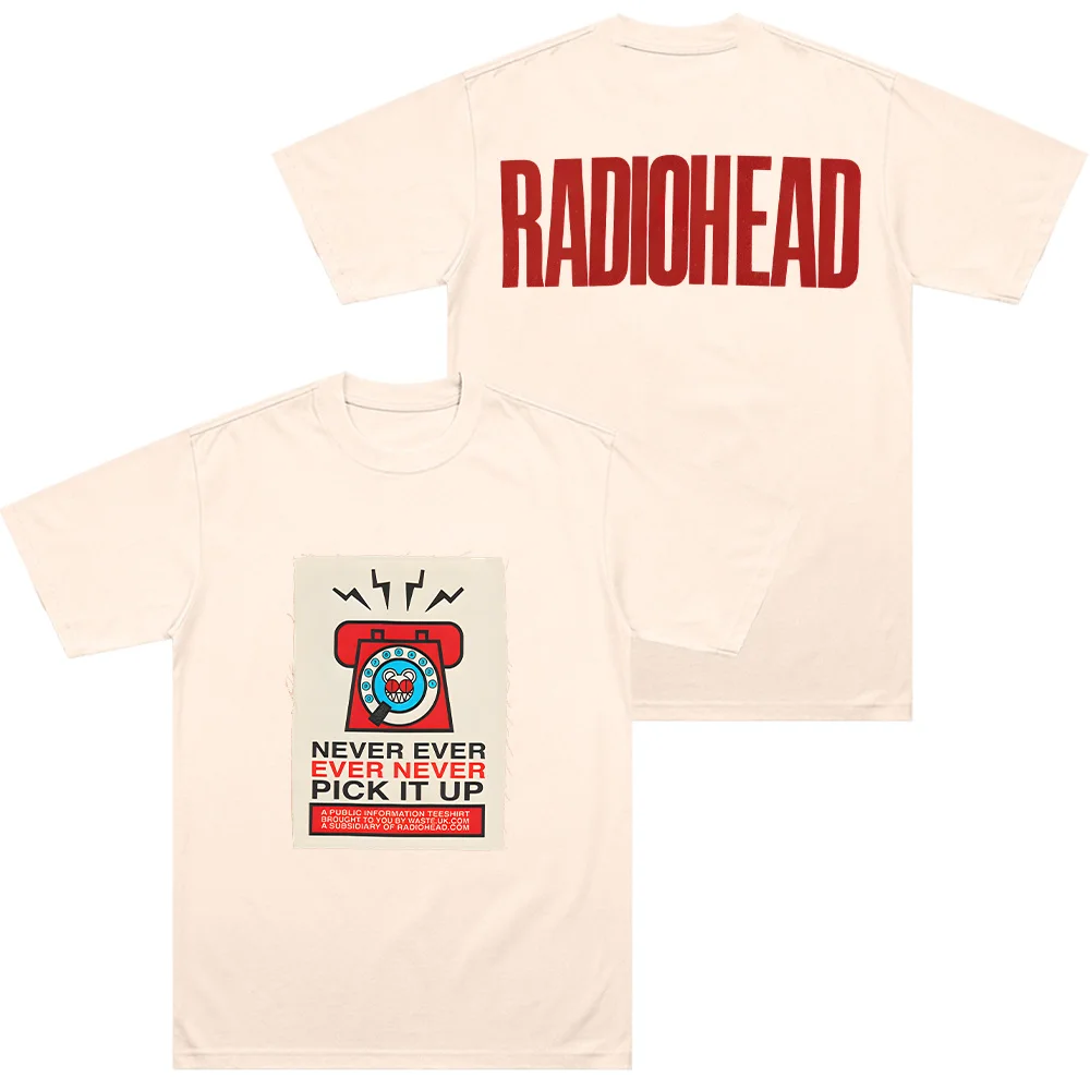 Pick It Up Patch T-shirt Radiohead Rock Band Cotton Short Sleeves Men's Top Clothing Summer High Quality Harajuku Aesthetic Tees