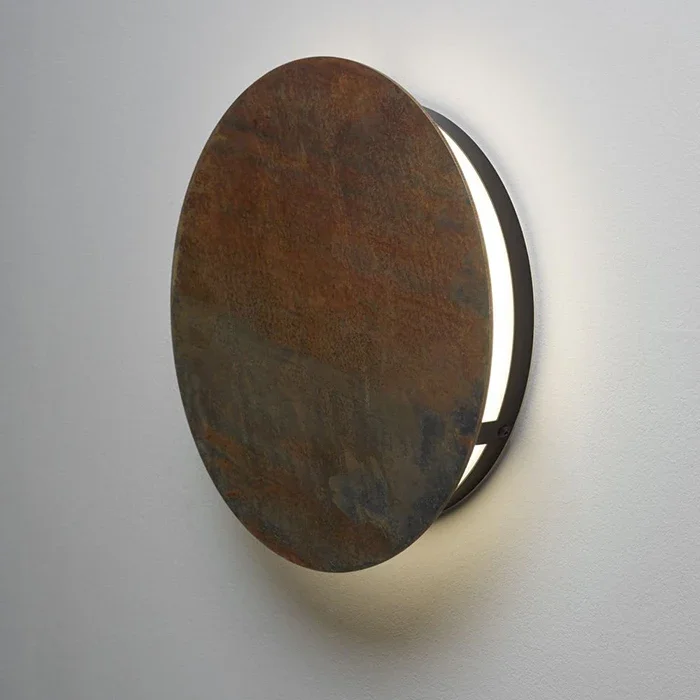 -Contemporary Simple Design Metal Round Corten Steel Wall Lights Indoor Led Lighting