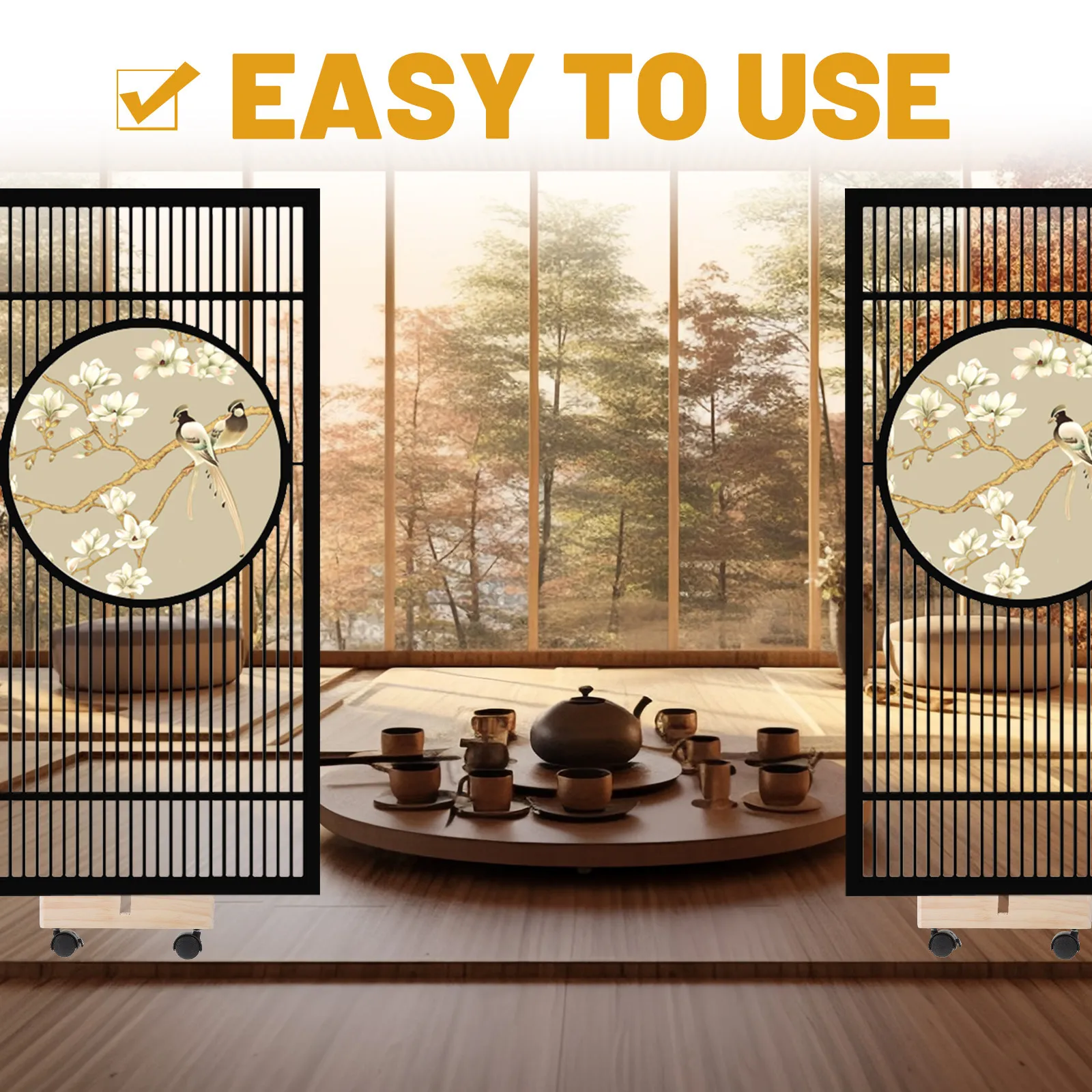 

2Pcs Screen Divider Base Wooden Divider Stand Stable Room Partition Support Thickened Privacy Screen Feet Home Office Use