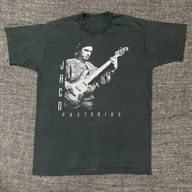 Vtg Jaco Pastorius algodão preto todos os tamanhos para homens camiseta Ag186