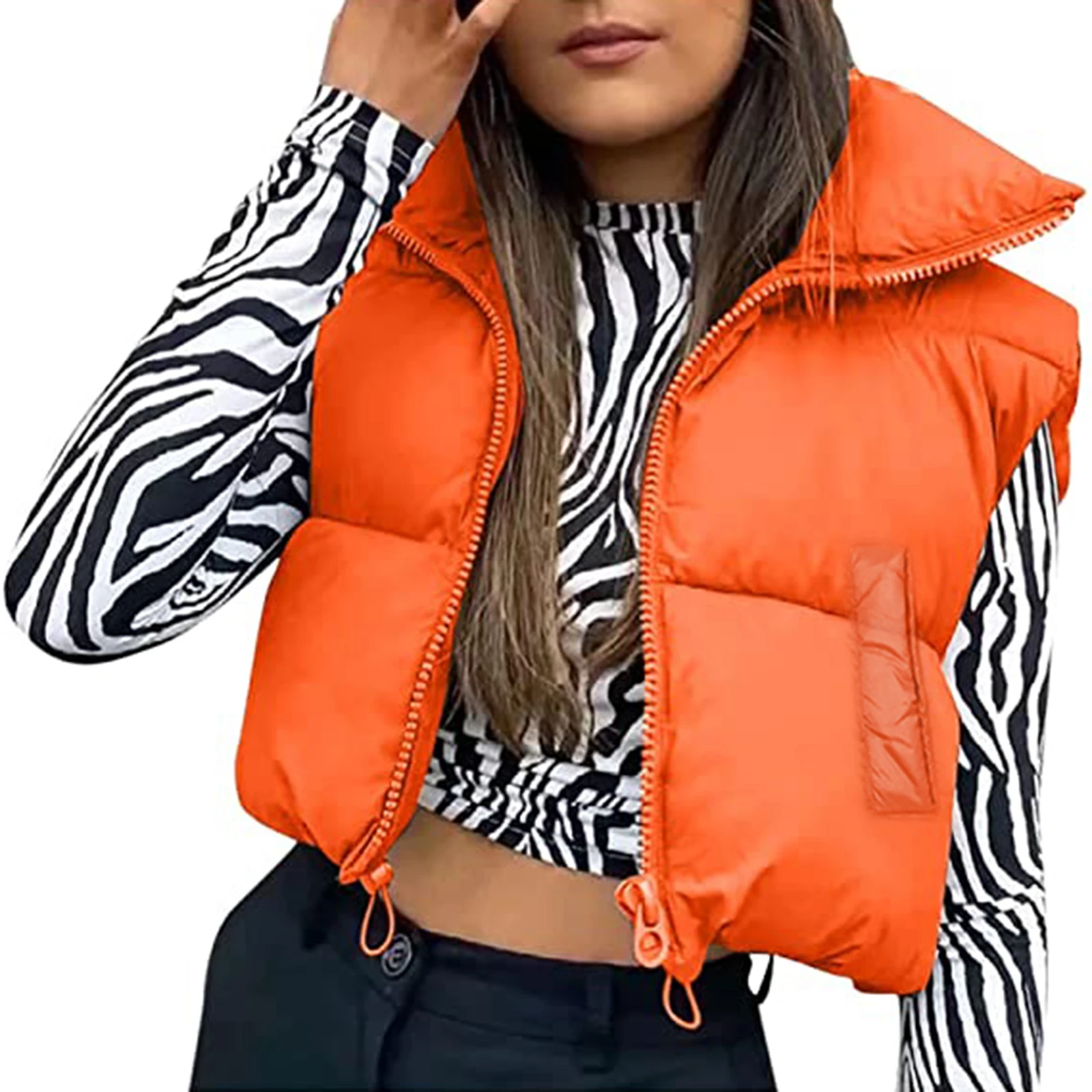 Gilet corto caldo da donna senza maniche colletto alla coreana Double Sided leggero gilet imbottito giacca cappotto femminile Top autunno