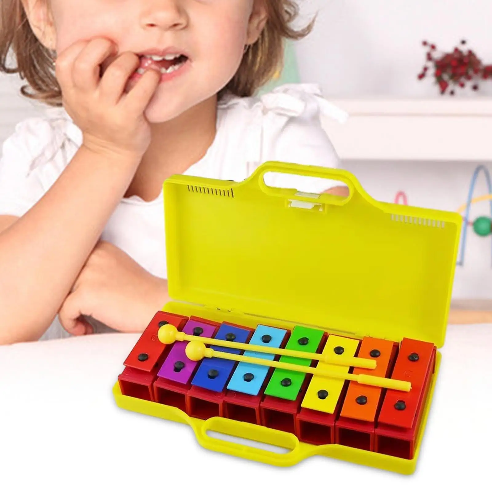 Glockenspiel Xilofone com marretas, Presente Educacional Dia dos Namorados, 8 Nota