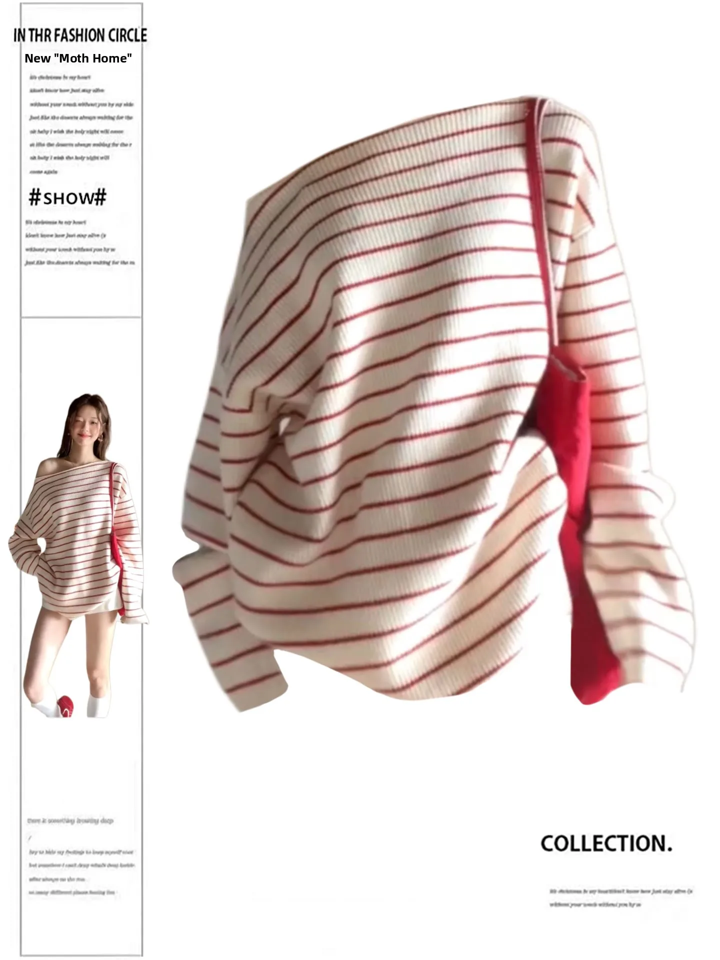 

plus Size Korean Style Striped One Shoulder Sweater Women Spring Lazy Style Shoulder Exposure Top High Waist Knitted Dress