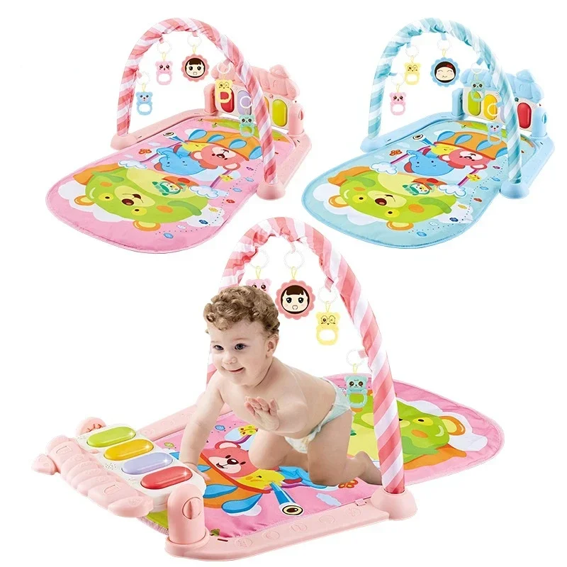 Baby Music Rack Play Mat Puzzle Carpet with Piano Keyboard Infant Playmat Gym Crawling Activity Rug Toys for 0-12 Months Gift